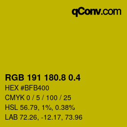 カラーコード: RGB 191 180.8 0.4 | qconv.com
