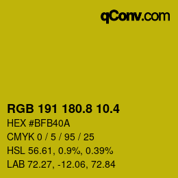 カラーコード: RGB 191 180.8 10.4 | qconv.com