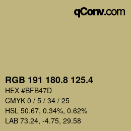 カラーコード: RGB 191 180.8 125.4 | qconv.com