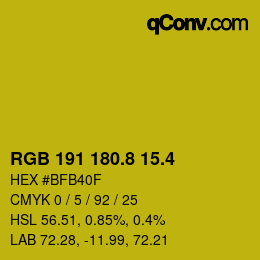 カラーコード: RGB 191 180.8 15.4 | qconv.com