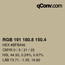 カラーコード: RGB 191 180.8 150.4 | qconv.com