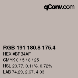 カラーコード: RGB 191 180.8 175.4 | qconv.com