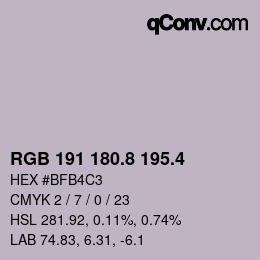 カラーコード: RGB 191 180.8 195.4 | qconv.com
