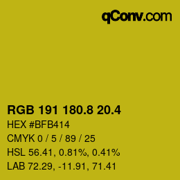カラーコード: RGB 191 180.8 20.4 | qconv.com