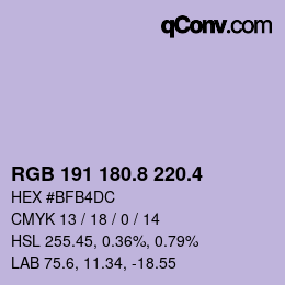 カラーコード: RGB 191 180.8 220.4 | qconv.com