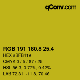 カラーコード: RGB 191 180.8 25.4 | qconv.com