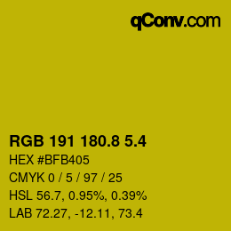 カラーコード: RGB 191 180.8 5.4 | qconv.com