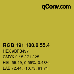 カラーコード: RGB 191 180.8 55.4 | qconv.com
