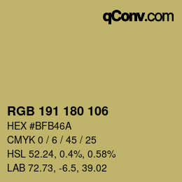 カラーコード: RGB 191 180 106 | qconv.com