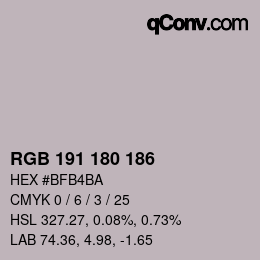 Color code: RGB 191 180 186 | qconv.com