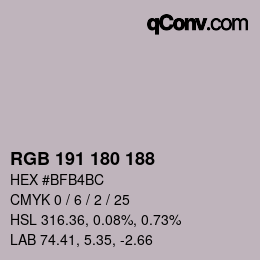 カラーコード: RGB 191 180 188 | qconv.com