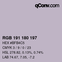 カラーコード: RGB 191 180 197 | qconv.com