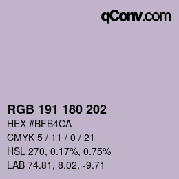 Color code: RGB 191 180 202 | qconv.com