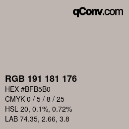 颜色代码: RGB 191 181 176 | qconv.com