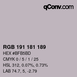 Color code: RGB 191 181 189 | qconv.com