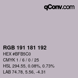 颜色代码: RGB 191 181 192 | qconv.com