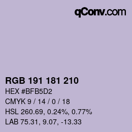 Color code: RGB 191 181 210 | qconv.com