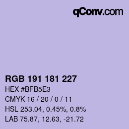 カラーコード: RGB 191 181 227 | qconv.com