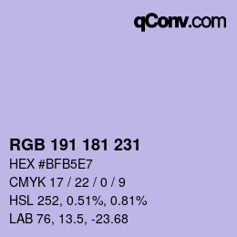 カラーコード: RGB 191 181 231 | qconv.com