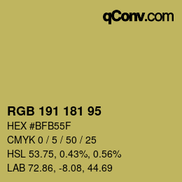 颜色代码: RGB 191 181 95 | qconv.com
