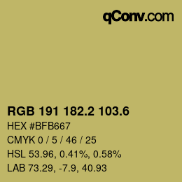 カラーコード: RGB 191 182.2 103.6 | qconv.com