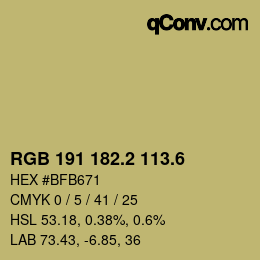 カラーコード: RGB 191 182.2 113.6 | qconv.com