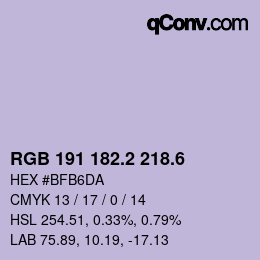 カラーコード: RGB 191 182.2 218.6 | qconv.com