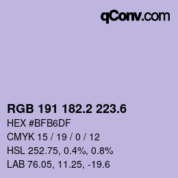 カラーコード: RGB 191 182.2 223.6 | qconv.com