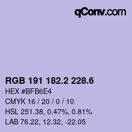 カラーコード: RGB 191 182.2 228.6 | qconv.com