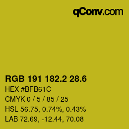 カラーコード: RGB 191 182.2 28.6 | qconv.com