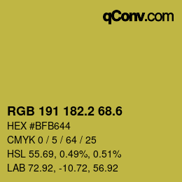 カラーコード: RGB 191 182.2 68.6 | qconv.com