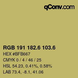 カラーコード: RGB 191 182.6 103.6 | qconv.com
