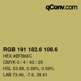 カラーコード: RGB 191 182.6 108.6 | qconv.com