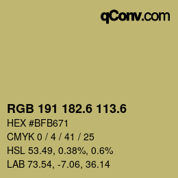 カラーコード: RGB 191 182.6 113.6 | qconv.com
