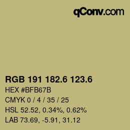 カラーコード: RGB 191 182.6 123.6 | qconv.com