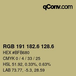カラーコード: RGB 191 182.6 128.6 | qconv.com