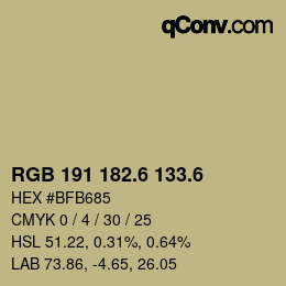 カラーコード: RGB 191 182.6 133.6 | qconv.com