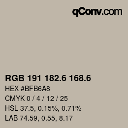 カラーコード: RGB 191 182.6 168.6 | qconv.com