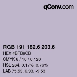 カラーコード: RGB 191 182.6 203.6 | qconv.com