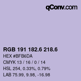 カラーコード: RGB 191 182.6 218.6 | qconv.com