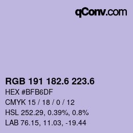 カラーコード: RGB 191 182.6 223.6 | qconv.com