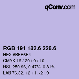 カラーコード: RGB 191 182.6 228.6 | qconv.com