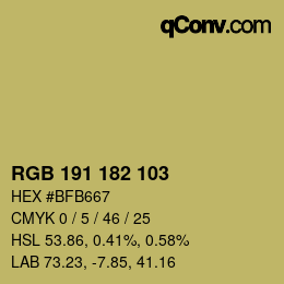 カラーコード: RGB 191 182 103 | qconv.com