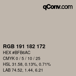 Farbcode: RGB 191 182 172 | qconv.com