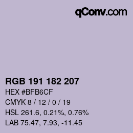 Color code: RGB 191 182 207 | qconv.com