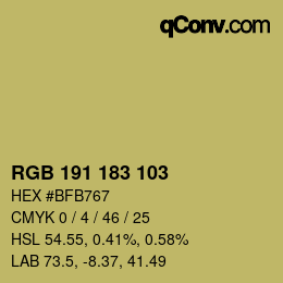 カラーコード: RGB 191 183 103 | qconv.com