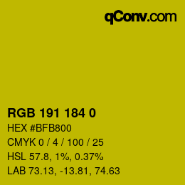 Color code: RGB 191 184 0 | qconv.com