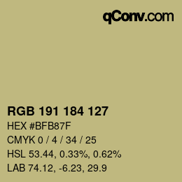 颜色代码: RGB 191 184 127 | qconv.com