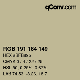 カラーコード: RGB 191 184 149 | qconv.com