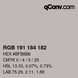 Code couleur: RGB 191 184 182 | qconv.com